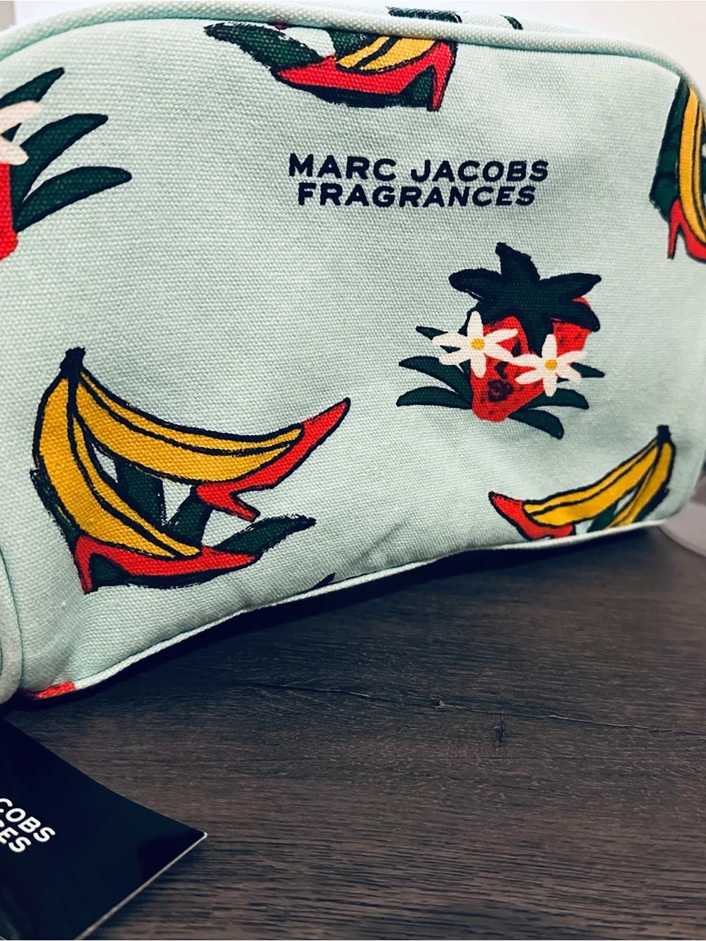 Marc Jacobs Mint Canvas Pouch with Banana & Floral Print